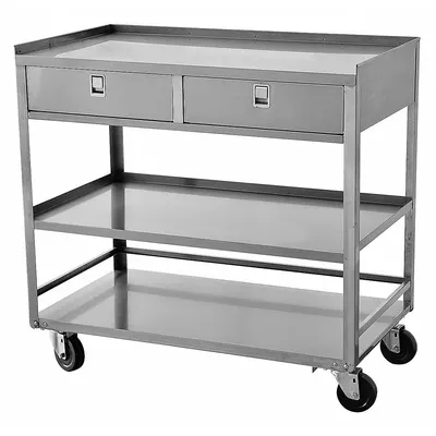 OEM General Purpose Steel Mobile Workstation: Fixed Ht - Stainless-Steel-Top Mobile Worktables