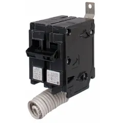 This BL Series miniature circuit breaker is rated 50 A at 120/240V AC, single-phase, 1-pole, with a shunt trip for remote tripping. It has a maximum AIR rating of 65kA at 120V AC and is designed for bolt-on mounting in Siemens P1 panelboards. Suitable for overcurrent protection in commercial and industrial applications.