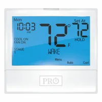 PRO1 IAQ Low Voltage Thermostat: Heat and Cool, Auto, 5-1-1/7 Day, Horizontal, Rectangle, Horizontal (MPN T855SH)