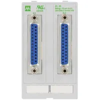 Panel interface insert with two SUB-D25 female-to-solder connections. Dimensions 51 mm x 88 mm. Used for data transmission in control cabinets and automation systems