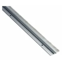 This door sweep is constructed of aluminum and includes a brush insert. It measures 48 inches in length and 1 5/8 inches in width. The automatic door bottom seals the gap under a door to block drafts, light, and sound, making it suitable for use in commercial and industrial facilities to improve energy efficiency and indoor comfort
