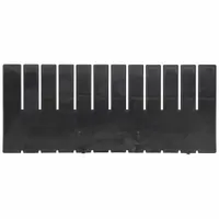 Plastic ESD divider in black, measuring 15 1/4 in x 6 1/2 in. Designed for use with the LEWISBINS DC2070-XL container. Used to compartmentalize storage and protect sensitive electronic components from static discharge