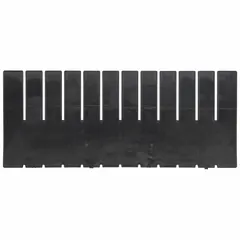 Plastic ESD divider in black, measuring 15 1/4 in x 6 1/2 in. Designed for use with the LEWISBINS DC2070-XL container. Used to compartmentalize storage and protect sensitive electronic components from static discharge.