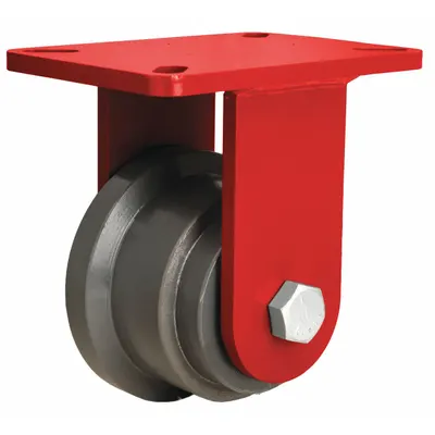 HAMILTON Plate Caster: Rigid, Steel, 4 1/2 in Wheel Dia, 2 1/2 in Wheel Wd - Single-Flange Track-Wheel Plate Casters