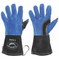 Welding Gloves: Straight Thumb, Gauntlet Cuff, Premium, White Cowhide, Caiman® 1506, 1 PR
