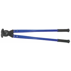 This shear-type cable cutter is designed for cutting data cables with a maximum diameter of 2 1/4 inches. The 31 1/2-inch overall length provides leverage for clean cuts in network and telecommunications installations.