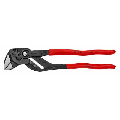 KNIPEX Black Pliers Wrench: Flat, Push Button, 2 1/2 in Max Jaw Opening, 11 3/4 in Overall Lg - Flat-Jaw Tongue & Groove Pliers