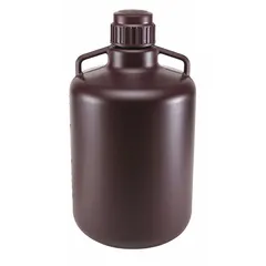 APPROVED VENDOR Round Carboy, 20 L, Amber, 83 mm Screw Cap, 2 Handles, 7240020AM