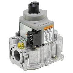 Gas valve for regulating gas flow in heating systems. Used in boilers, water heaters, and pool heaters to control burner operation. Suitable for HVAC applications requiring precise gas control.