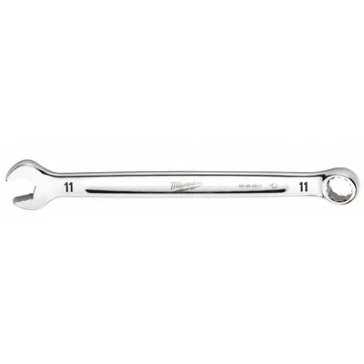 MILWAUKEE Combination Wrench: Chrome Vanadium Steel, Chrome, 11 mm Head Size - Metric 12-Point Combination Wrenches