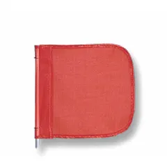 Orange replacement flag for warning whip assemblies, measuring 16 inches in height and width. Used to mark slow-moving or oversized vehicles, improving visibility on job sites and roadways. No reflective X.