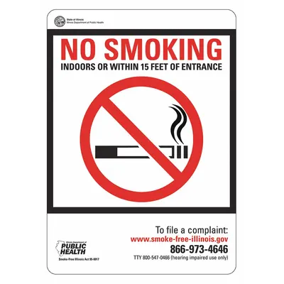 LYLE No Smoking Sign, Adhesive Mount, 7x5 Inch, 2 Pack - Indoors Or Within 15 Feet Of Entrance Signs