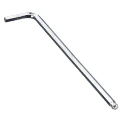 This L-shaped hex key is made of alloy steel with a chrome finish. It has a 6 mm metric tip and a 7-inch long arm. The ball-end design allows angled access for driving hex socket fasteners in confined spaces.