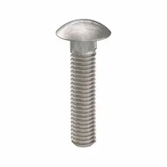 Square neck carriage bolt made from 316 stainless steel with a plain finish. Thread size 3/8"-16, length 1-3/4 inches. The square neck prevents rotation during tightening, suitable for wood-to-metal or metal-to-metal assemblies in corrosive environments. Sold in a 5-pack.