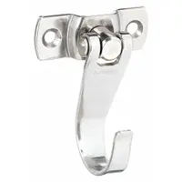 Wall-mount utility hook with a single point, made of stainless steel with a satin silver finish. Projection of 1 3/8 in and weight capacity of 19 lb. Suitable for hanging tools, equipment, or light hardware in workshops, garages, and industrial storage areas
