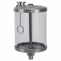 This standard drip-feed oiler delivers controlled lubrication to machine bearings and moving parts. It has a 12 oz capacity, plastic body, and 3/8" male NPTF mounting thread
