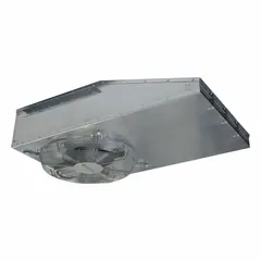 Standard commercial ceiling exhaust fan with a maximum airflow of 2,578 cfm. Features variable speed control and operates on 115V AC. Includes a steel grille. Suitable for ventilating large indoor spaces such as warehouses, factories, and commercial buildings to remove heat, fumes, or odors.