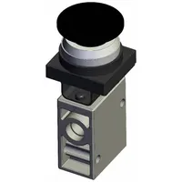 Shuttle Valve: VM200 Series, Mushroom Button Actuator, 3 Ports, 1/4 in, Black Actuator (MPN VM230-02-30BA)