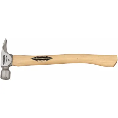 STILETTO Straight Claw Hammer: Titanium, Plain Grip, Wood Handle, 14 oz Head Wt - Titanium Straight-Claw Hammers