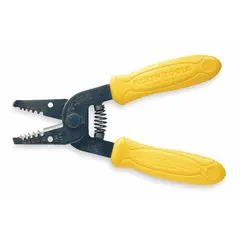 Standard multifunction wire stripper for solid wire from 30 to 22 AWG. Overall length 6-1/4 in with yellow cushion-grip handles. Suitable for electrical, instrumentation, and control panel applications requiring precise stripping of fine solid conductors.