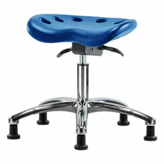 Polyurethane Lab Stool, Height Range 17 1/2 to 22 1/2 in, 17 in Seat Width, 14 in Seat Depth, Aluminum Base, 5 Glides
