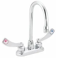 Centerset, deck-mounted bar sink faucet constructed of cast metal. Flow rate of 1.5 gpm. Requires 2 mounting holes for installation. Suitable for bar and prep sink applications.