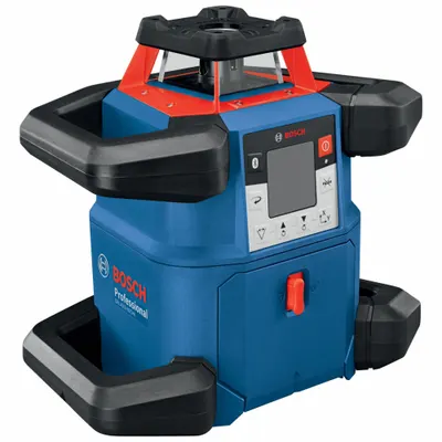 BOSCH Rotary Laser: 4,000 ft Range w/Receiver, Red Beam, Horizontal/Vertical - Horizontal & Vertical-Beam Rotary Laser Levels