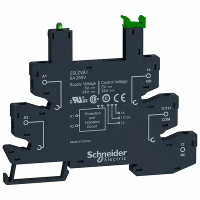 SCHNEIDER Slim Interface Relay Socket: 6 A Current Rating - DIN-Rail Mounted Slim Sockets