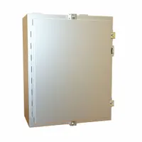 This HAMMOND stainless steel enclosure measures 20 x 16 x 8 inches and is rated NEMA 12/13/3R/4/4X for protection against dust, water, and corrosion. It features clamp closure and includes an inner panel. Suitable for housing electrical controls and wiring in indoor or outdoor industrial environments