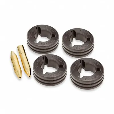 MILLER ELECTRIC Drive Roll Kit & Inlet/Intermediate Guide Kit: 4-Roll, 0.052 in, V-Knurl - 4-Roll Kits with Inlet & Intermediate Guides for Miller