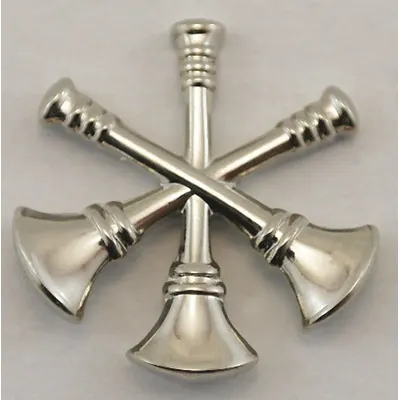 HEROS PRIDE Metal Rank Insignia: Asst. CF Fire Bugles, 3/4 in, Silver, Metal, Clutch Pin - Metallic Insignia