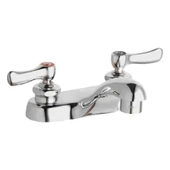 Centerset handle bathroom faucet constructed of cast brass with a polished chrome finish. Flow rate of 2.2 gpm. Includes mounting hardware. Suitable for hand-washing stations in commercial and residential bathroom sinks.