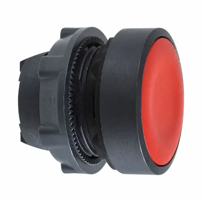 SCHNEIDER Flush Push Button: Red, 22 mm Mounting Size, Non-Metallic - Flush-Mount & Recessed Push-Button Operators