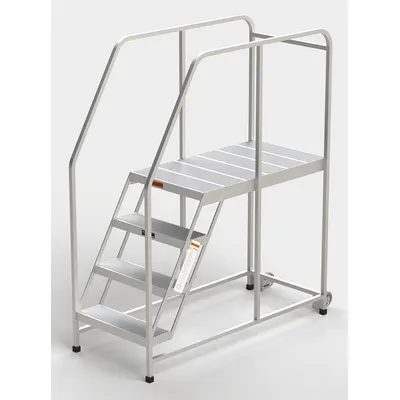EGA Mobile Work Platform: 3.3 ft Platform Ht - Max, 24 in x 42 in, Aluminum - Lightweight Tilt-&-Move Rolling Single-Access Platforms