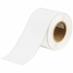 White autoclavable cryogenic polypropylene label roll with matte finish, 4 in width and 100 ft length. Designed for use with Brady J4000 printer series. Suitable for labeling in cryogenic and autoclave environments where labels must withstand extreme temperatures and sterilization cycles.