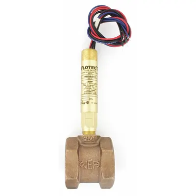 Dwyer Liquid Flow Switch: Paddle, 1/2 in/1/4 in/2 in/3/8 in For Pipe Size, Brass - Inline Hazardous-Location Switches for Liquids