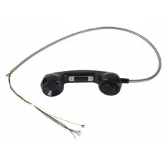 Plastic handset assembly with armored cord, 29 inches overall height, black color. Designed for use with Series 226 and 227 telephones in industrial communication systems.