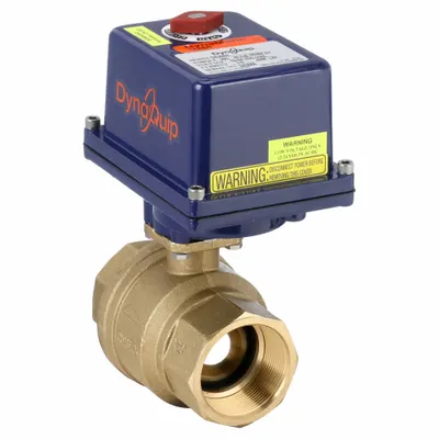 DYNAQUIP CONTROLS Electrically Actuated Two-Way Ball Valve: 2 in, Brass, 12 to 24V AC/DC - Brass Electrically-Actuated Ball Valves