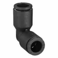 Nylon and nickel-plated brass push-to-connect elbow fitting for 8 mm OD tubing. Used to create 90-degree turns in pneumatic systems for space-constrained layouts. Supplied in a 10-pack
