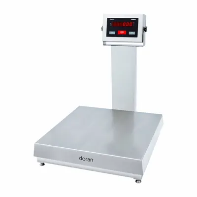 DORAN Industrial Bench Scale: 24 in x 18 in, IP69K, Column-Mounted - Bench Scales with Column-Mounted Indicator
