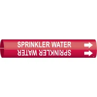 Pipe Marker: Sprinkler Water, Red, White, Fits 2 1/2 to 3 7/8 in Pipe O.D., 1 Pipe Markers (MPN 4128-C)
