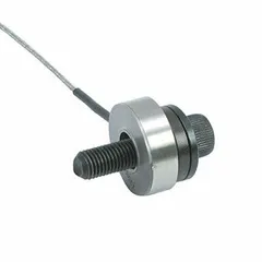 Compression type load cell with 100,000 lbf capacity. Overall height 0.7 in, overall width 2.25 in. Used in industrial weighing and force measurement applications such as tank weighing, hopper scales, and process control systems.