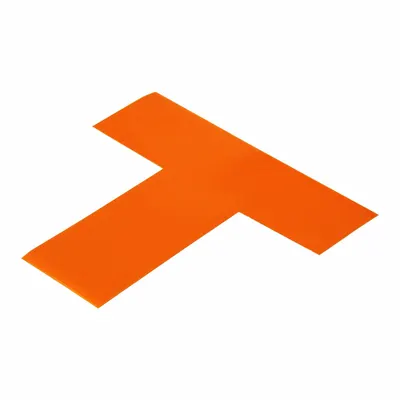 MIGHTY LINE Floor Marking Shape: Tee, Solid, Orange, No Legend, 2 in x 6 in, 50 mil Tape Thick - T-Shaped Floor Marking Tape