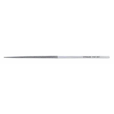 STRAUSS Needle File: Round, 120_140 Grit, 2 75591/100000 in Lg without Tang, 1/8 in Wd - Diamond-Coated Needle Files