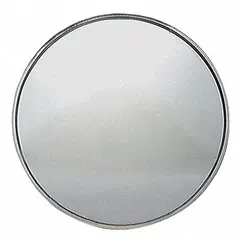 Round convex stick-on mirror measuring 3 in. Designed for driver or passenger side use on vehicles to expand the field of view and reduce blind spots. Suitable for trucks, trailers, and heavy equipment.