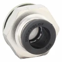 Nickel-plated brass push-to-connect tube fitting with 3/8 in OD tube connection and 3/8 in MBSPP male thread. Silver finish. Used for quick, tool-free connections in pneumatic and fluid systems