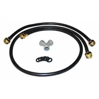 This steam hose kit connects a compatible dryer to a water supply to enable steam cycles. It is used to reduce wrinkles and refresh clothes without a full wash cycle. The kit includes the necessary hoses and fittings for installation