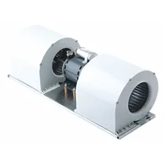 Motor fan assembly with a 1 hp motor and 0.9 V nameplate voltage. Used for air movement and cooling in HVAC systems, ventilation equipment, and industrial process machinery.
