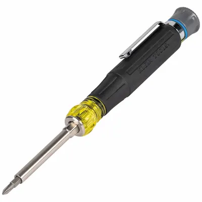KLEIN TOOLS Screwdriver: Hex/Phillips/Slotted Tip, 12 Tips, 6 1/2 in Overall Lg - Precision Multi-Bit Screwdrivers