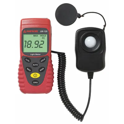 AMPROBE Light Meter: Carrying Case, ±3% Light Level Accuracy, LCD - Standard Light Meters